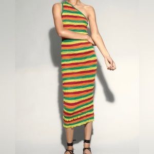 Zara asymmetrical knit linen blend dress, Large